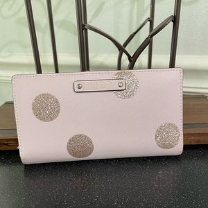 Kate Spade pink Polk dot wallet